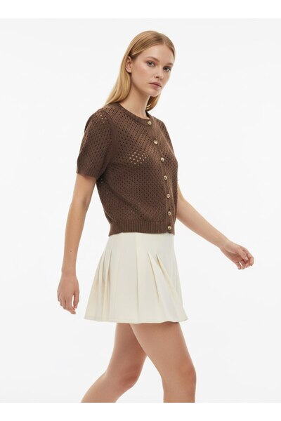 Noi Belis Crew Neck Short Sleeve Knitwear Cardigan Ss26Hi0003