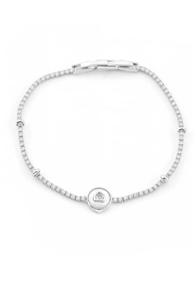 naaksesuar Silver-colored heart-shaped bracelet with stone detail