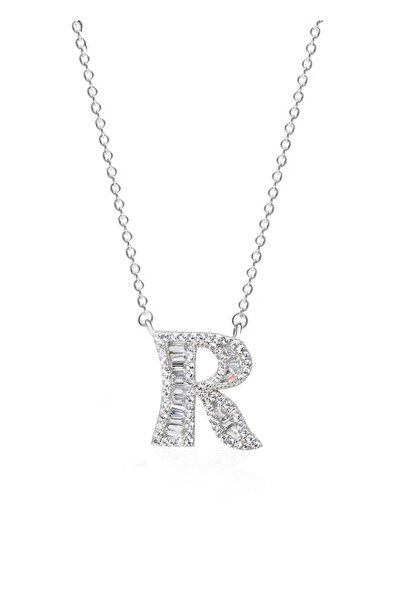 SPARKLES Crystal Letter R Pendant Chain 925 Silver