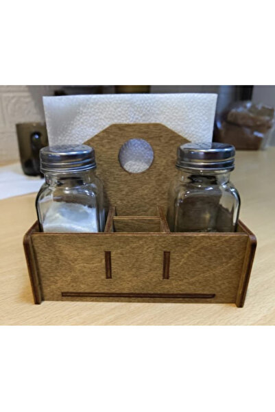 İN3DEX Laser Cut Wooden Napkin Holder and Spice Rack Set
