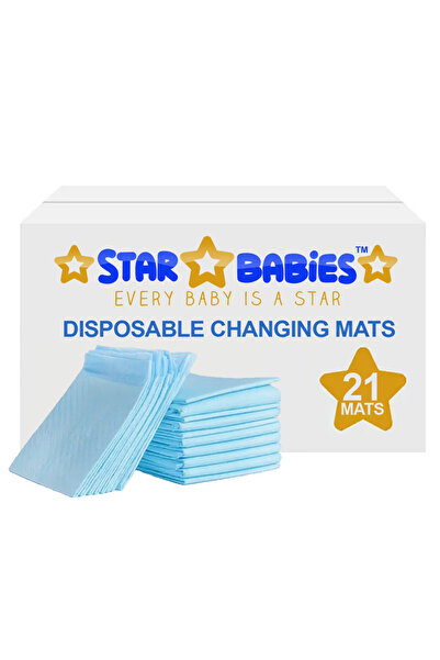 STAR BABiES عبوة من 21 سجادة تغيير حفاضات للاستخدام مرة واحدة - أزرق