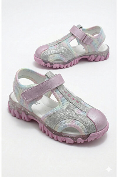 ORELİON Pantofi pentru fete cu vârf închis sandale cu velcro și sclipici, de ...