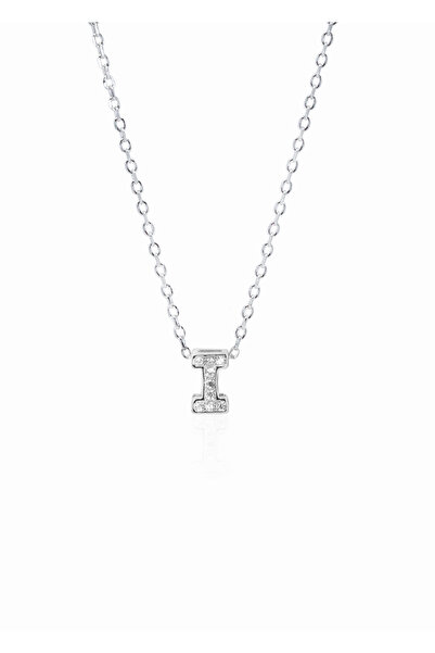 SPARKLES Diamond Letter I Pendant Chain 925 Silver