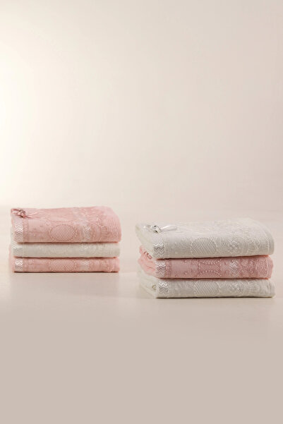 Bikaya Home Velvet Mirror Lace Piece 6-Piece Hand Towel Set |   50X90 cm |   ...