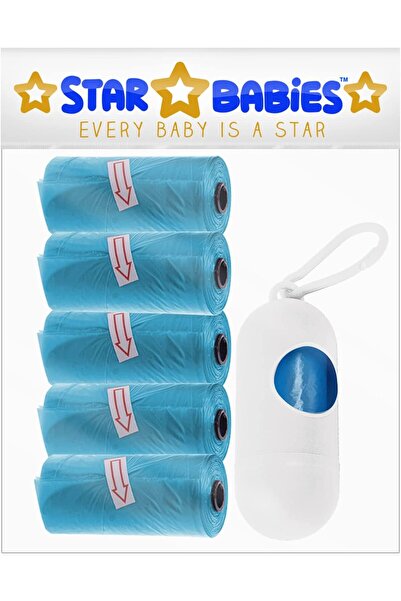 STAR BABiES عبوة من 5 أكياس/75 كيسًا معطرًا حقيبة الأطفال، لون أزرق، مع موزع ...