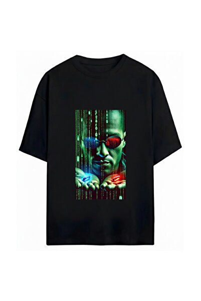 SVART WEAR تي شيرت The Matrix مطبوع للجنسين مقاس كبير 100% مصنوع من قطن قطعة