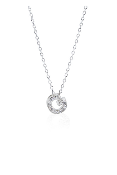SPARKLES Diamond Letter G Pendant Chain 925 Silver