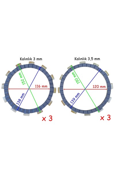 SEVGENT Rks R250 Debriyaj Balatası 3+3