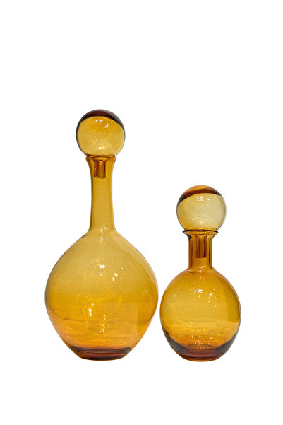 Lara Decor Amber Top Kapaklı Cam Vazo Seti