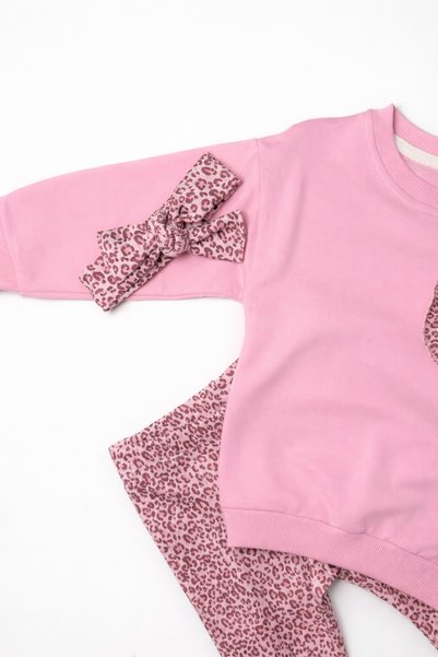 ASİLA Baby Girl Bandana Set of Leopard Printed Top and Bottom