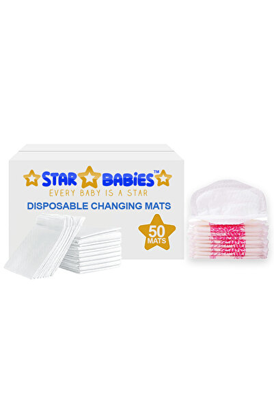STAR BABiES Disposable Changing Mat 50pcs With Breast Pad 40pcs - White