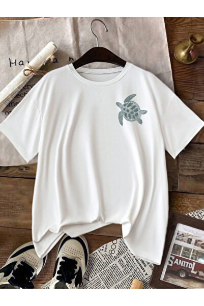 Framgan Cămașă de vară pentru femei Turtle cu imprimeu cu gât rotund tricou