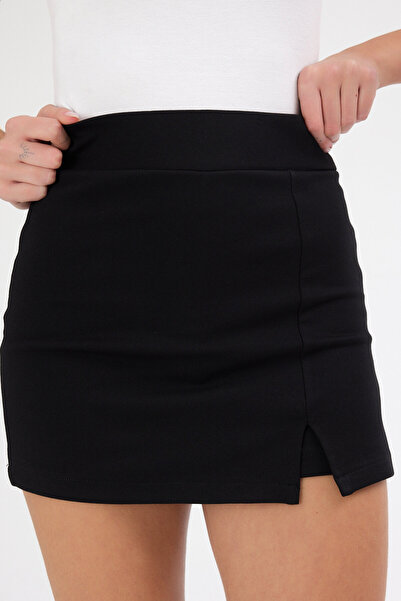 Geco Women's Quality Stretchy Fabric Slit Mini Short Skirt