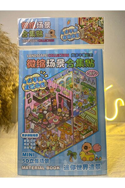 Oyuncaktoys DIY Kendin Yap Capybara 5D Sahne Sticker Seti – (4 Sahne + 4 Stic...