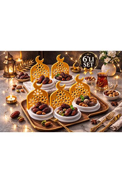 lysiaaccessory 6’lı Set 3D Baskı Ramazan Temalı Hurmalık – İftariyelik, Kahve...