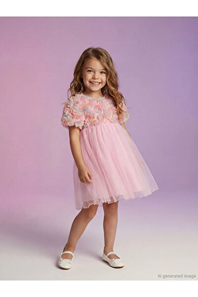 LC Waikiki Lcw Kids Pink Floral Girl Tutu Dress