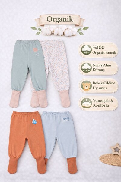 Melekpare Bebek&Çocuk Organik Patikli Pantolon Kendinden Çoraplı Alt Pijama M...