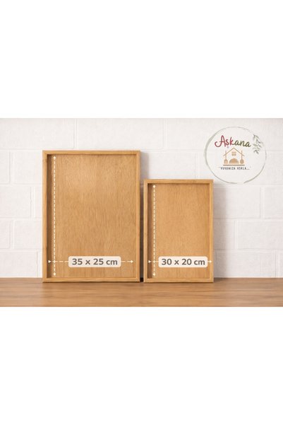BAROTTİ Bamboo Double Tray Set, Service & Presentation Tray |   20×30 cm – 35×25 Cm, Walnut Color