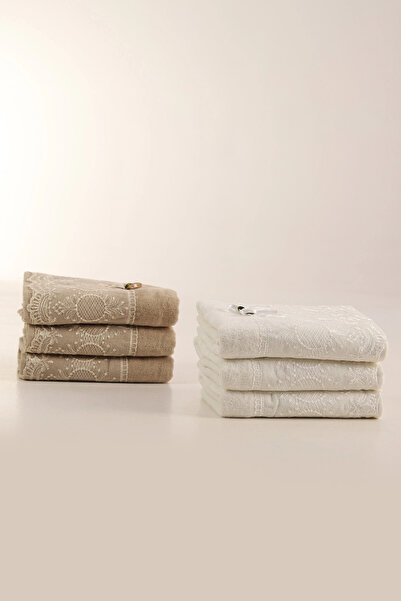 Bikaya Home Velvet Mirror Lace Piece 6-Piece Hand Towel Set |   50X90 cm |   ...
