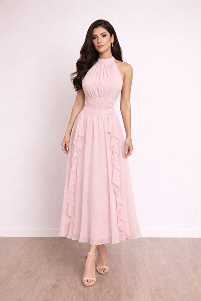 ADORA Soft chiffon flared dress (please choose your size carefully to avoid r...