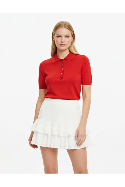 Park Karon Women's Polo Collar Snap Closure Knitwear Sweater 12435.Vrt