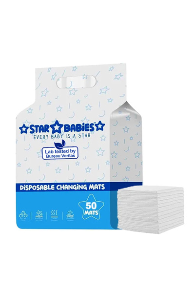STAR BABiES 50 قطعة من مفارش تغيير الحفاضات البيضاء للاستخدام مرة واحدة