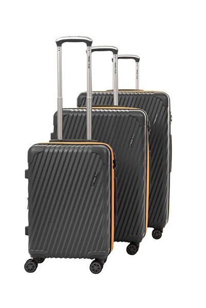Generic Travel Plus Set of 3Pcs Abs Luggage Trolley Case Size 20 26 30 Inch Grey