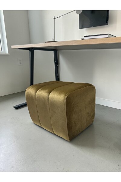 Framgan Yarmalı Puff Vizon- Makyaj Masası Pufu – Dekoratif Ayak Uzatma Pufu -...