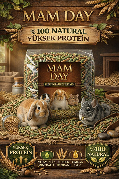 Mam Day Premium Tavşan , Chinchilla ,Hamster , Ginepig Kemirgen Karışık Pelet...