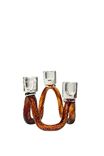 Lara Decor 3'lü Burgu Desen Amber Şamdan