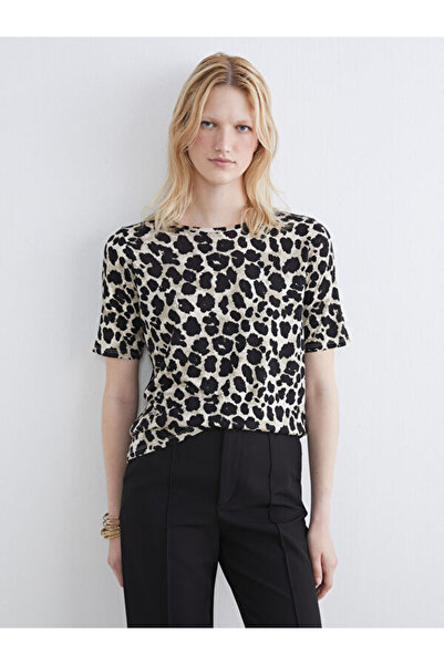 LC Waikiki Rmz Gi̇yi̇m Farkiyla Leopard Embroidered Women's T-Shirt