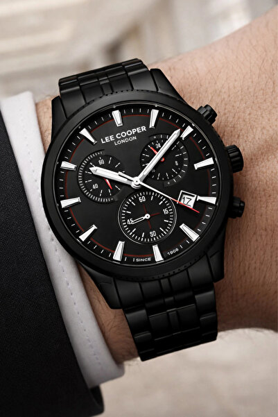 Lee Cooper Black Color Steel Strap Men's Wristwatch 3Atm Bracelet Sdlc026