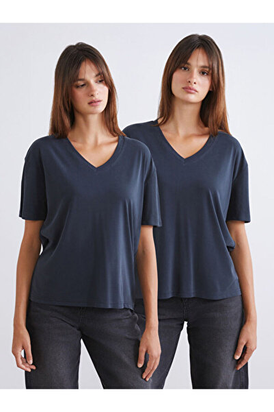 LC Waikiki RMZ GİYİM FARKIYA V Dikim Modal Mixed Γυναικείο T-shirt Σετ 2 τεμα...