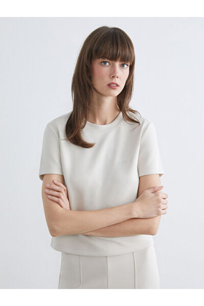 LC Waikiki Crew Neck Embroidered Soft Touch Women's T-Shirt