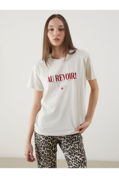 LC Waikiki Text Printed Cotton Women's T-Shirt