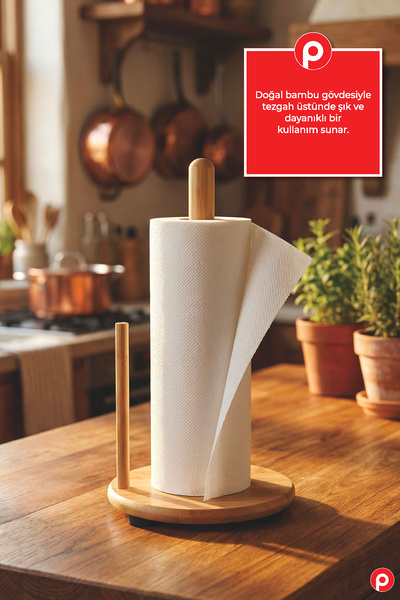 Pazarika Bambus Držač papirnih ubrusa, drveni stalak za kuhinjske ubrusi na v...