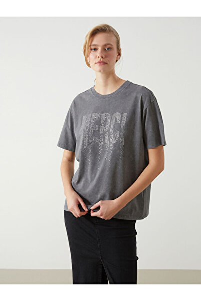 LC Waikiki Stoned Oversize 100% Cotton Women's T-Shirt