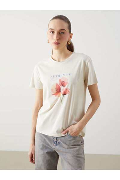 LC Waikiki Floral Combed Cotton 100% Cotton Women's T-Shirt