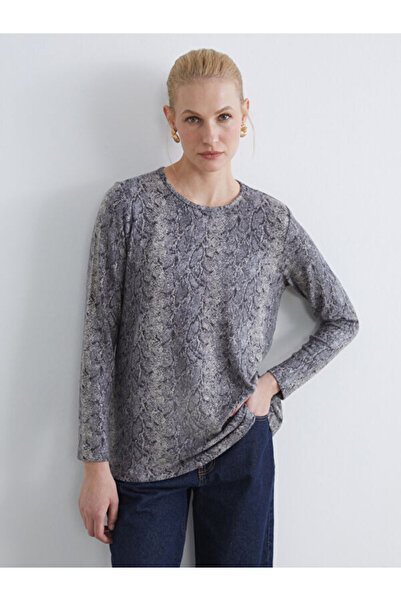 LC Waikiki Crew Neck Snakeskin Patterned Women's T-Shirt