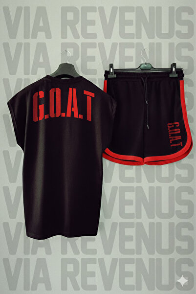 Vordevia G.O.A.T Printed Zero Sleeve Sports Tshirt and Black Shorts Sports Set