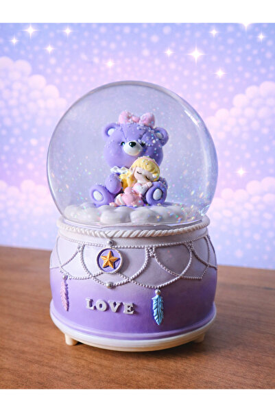 Rüya Kıyısı Kurdele Detaylı Uyuyan Prenses ve Ayıcık Büyük Boy Otomatik Püskü...