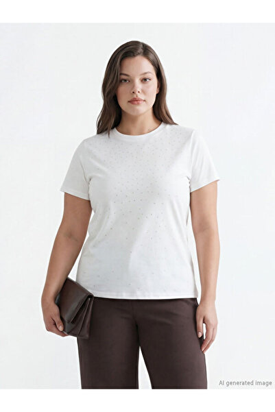 LC Waikiki Rmz Gi̇yi̇m Farkiyla Zero Roba Collar Stone Women's T-Shirt