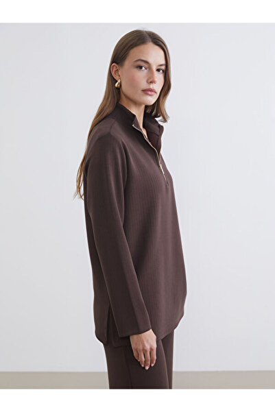 LC Waikiki High Collar Striped Oversize Women's T-Shirt