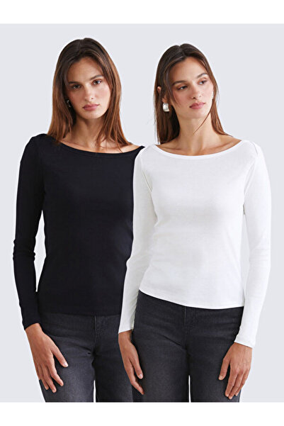 LC Waikiki Kayık Yaka Women's T-Shirt 2-Pack