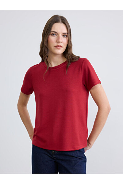 LC Waikiki RMZ GİYİM FARKIYA تي شيرت نسائي ذو ياقة روبا ناعمة الملمس