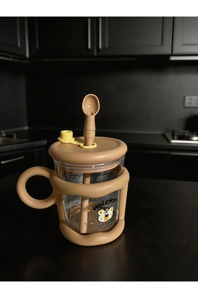 Florya Concept Ölçülü Pipetli ve Kaşıklı Karıştırıcılı Bardak – Kapaklı – 3 R...