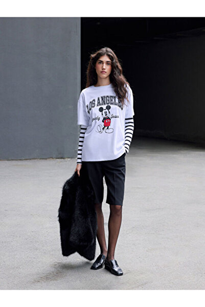 LC Waikiki Crew Neck Mickey Mouse Printed Women's T-Shirt