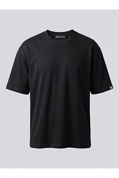 Sparrow Unisex Oversize fit %100 Pamuk Tok Kumaş Bisiklet Yaka Basic Tişört