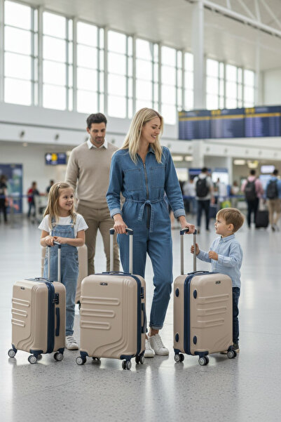 ALBATROS 3, lü Set Kırılmaz Polipropilen Silikon Valiz Bavul Seyahat Çantası