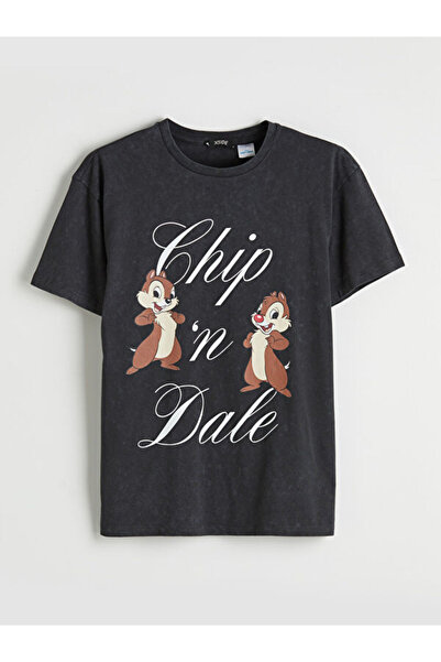 LC Waikiki Γυναικείο μπλουζάκι με στάμπα Bicycle Collar Chip 'n Dale